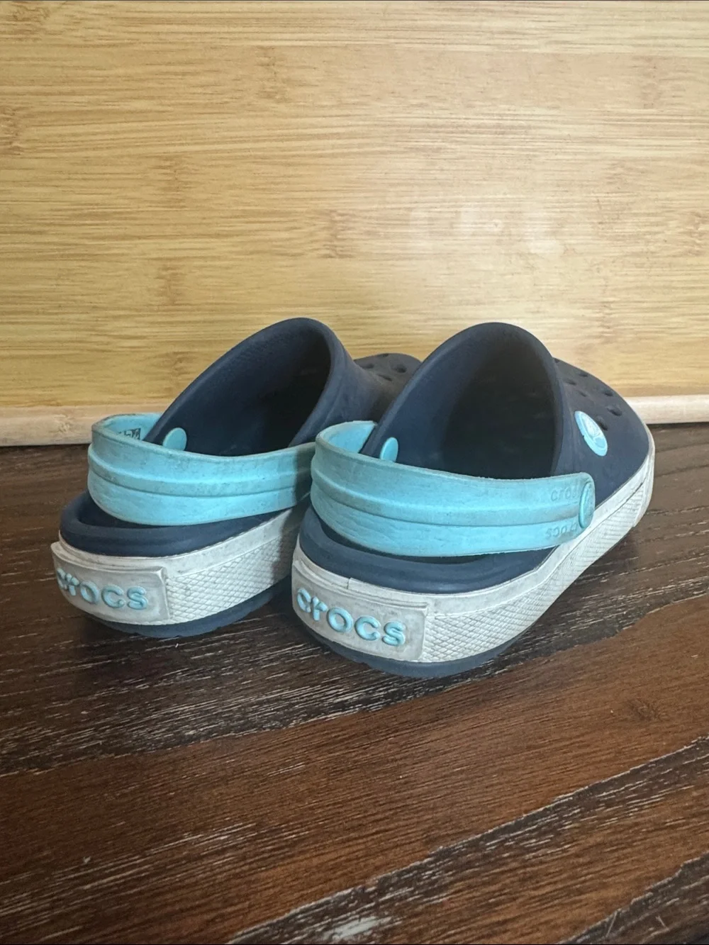 CROCS Kids Navy Clog with Light Blue Strap